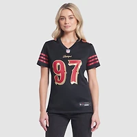 Maillot Nike Nick Bosa noir pour femme des San Francisco 49ers, collection Rivalries 2025
