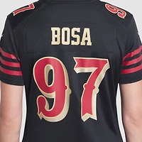 Maillot Nike Nick Bosa noir pour femme des San Francisco 49ers, collection Rivalries 2025