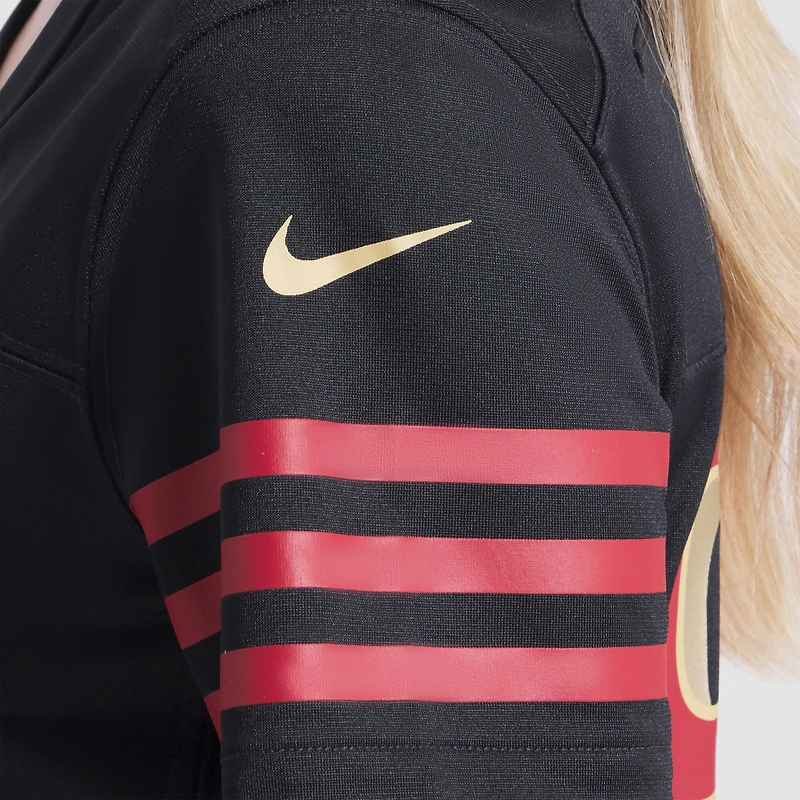 Maillot Nike Nick Bosa noir pour femme des San Francisco 49ers, collection Rivalries 2025