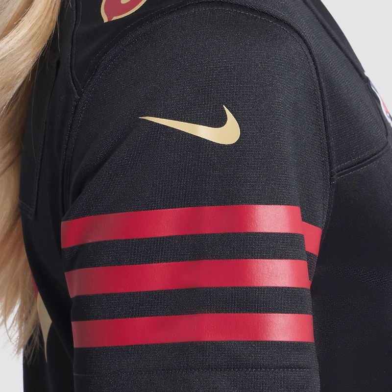 Maillot Nike Nick Bosa noir pour femme des San Francisco 49ers, collection Rivalries 2025