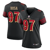 Maillot Nike Nick Bosa noir pour femme des San Francisco 49ers, collection Rivalries 2025