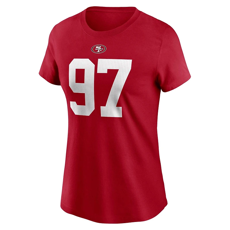 T-shirt avec nom et numéro de joueur Nike Nick Bosa Scarlet San Francisco 49ers pour femme