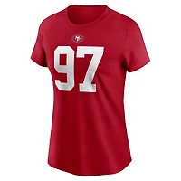 T-shirt avec nom et numéro de joueur Nike Nick Bosa Scarlet San Francisco 49ers pour femme