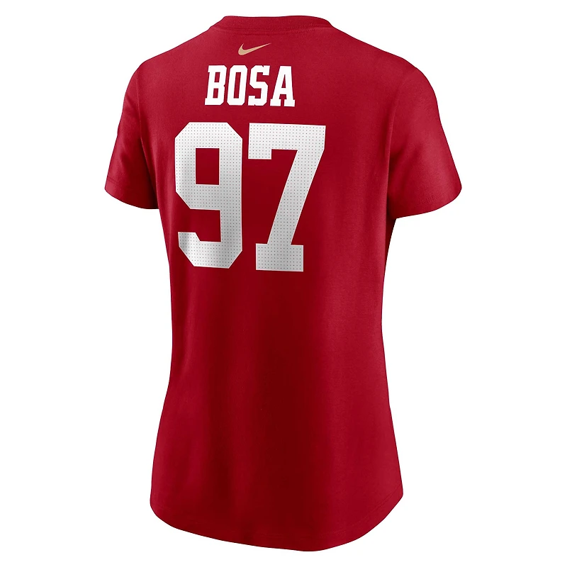 T-shirt avec nom et numéro de joueur Nike Nick Bosa Scarlet San Francisco 49ers pour femme
