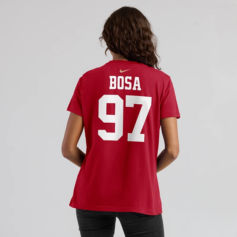 T-shirt avec nom et numéro de joueur Nike Nick Bosa Scarlet San Francisco 49ers pour femme