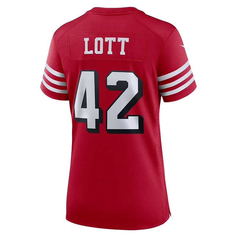 Maillot de jeu alternatif Nike Ronnie Lott Scarlet pour femme des San Francisco 49ers