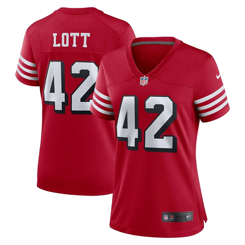 Maillot de jeu alternatif Nike Ronnie Lott Scarlet pour femme des San Francisco 49ers
