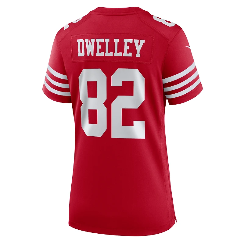Maillot de match Nike Ross Dwelley Scarlet des San Francisco 49ers pour femme