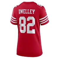 Maillot de match Nike Ross Dwelley Scarlet des San Francisco 49ers pour femme