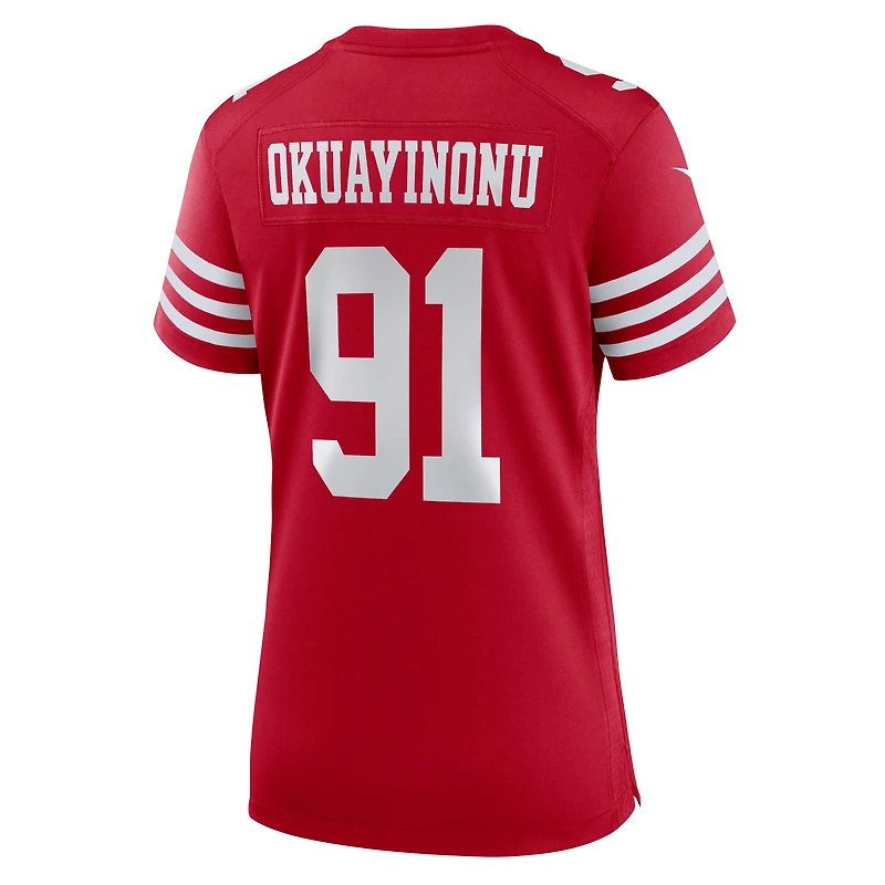 Women's Nike Sam Okuayinonu Scarlet San Francisco 49ers Team Game Jersey