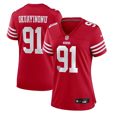 Maillot de match Nike Sam Okuayinonu Scarlet des San Francisco 49ers pour femme