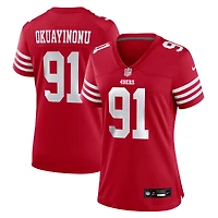 Maillot de match Nike Sam Okuayinonu Scarlet des San Francisco 49ers pour femme
