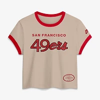 Women's Nike Sand San Francisco 49ers Rewind Ringer Mod Cropped T-Shirt