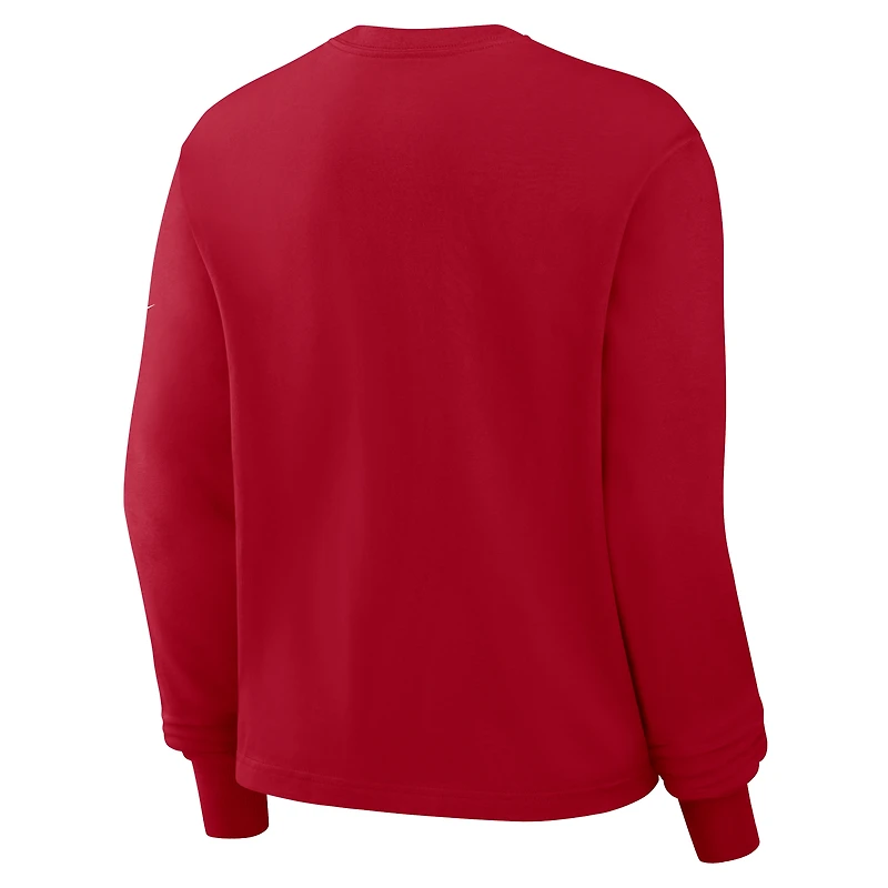 T-shirt Nike Scarlet San Francisco 49ers Boxy à manches longues pour femme