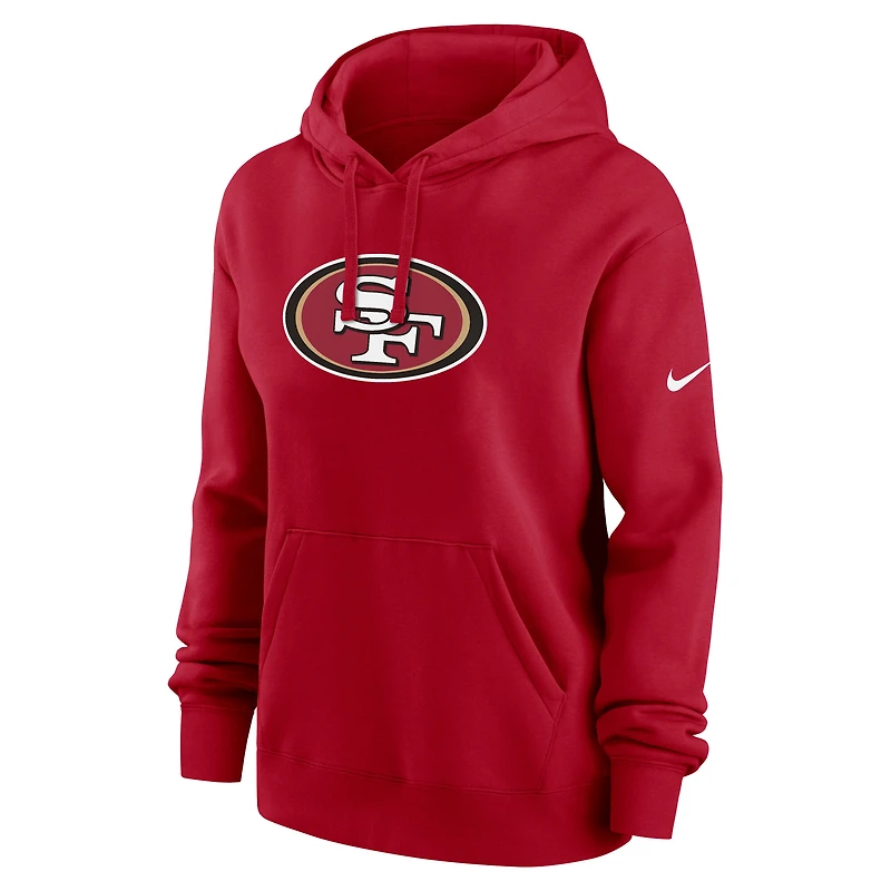 Women's Nike Scarlet San Francisco 49ers Club Logo Pullover Hoodie