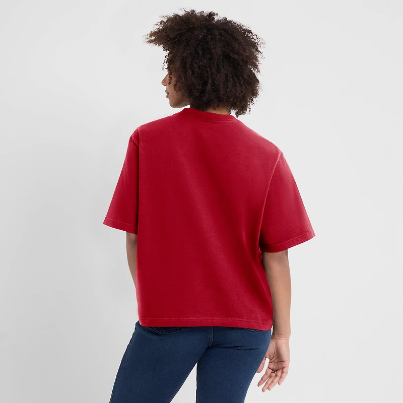 T-shirt Nike Scarlet San Francisco 49ers Essential Script pour femme, coupe décontractée