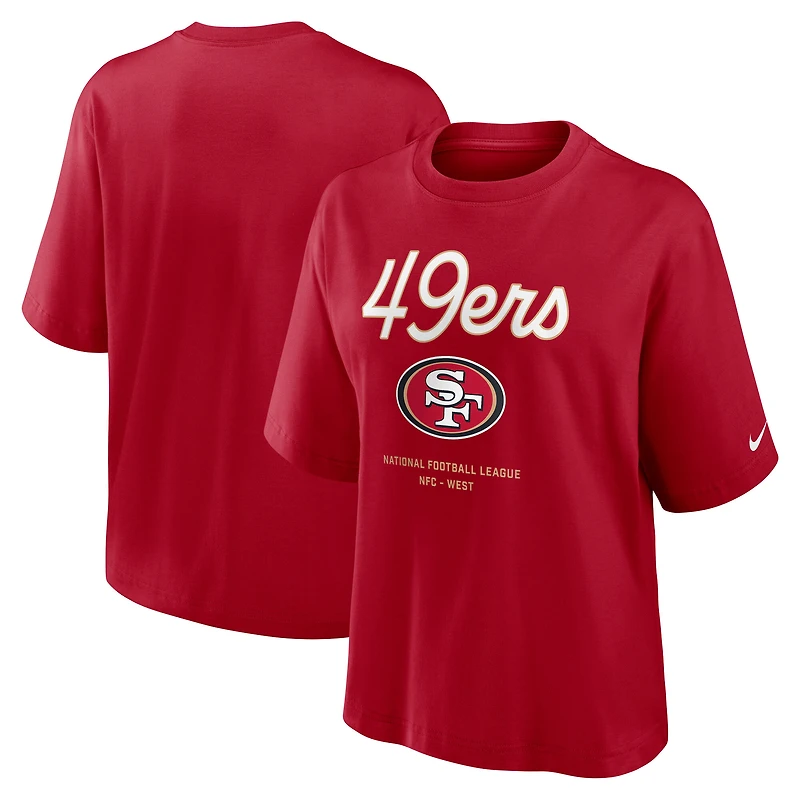 Women's Nike Scarlet San Francisco 49ers Essential Script Relaxed Boxy T-Shirt