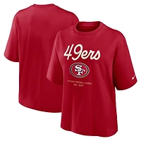 Women's Nike Scarlet San Francisco 49ers Essential Script Relaxed Boxy T-Shirt