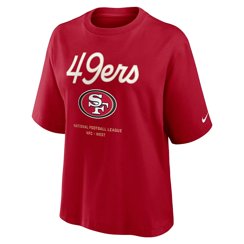Women's Nike Scarlet San Francisco 49ers Essential Script Relaxed Boxy T-Shirt