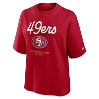 Women's Nike Scarlet San Francisco 49ers Essential Script Relaxed Boxy T-Shirt