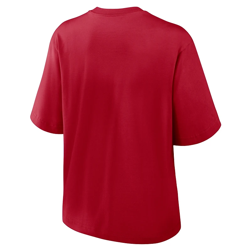 T-shirt Nike Scarlet San Francisco 49ers Essential Script pour femme, coupe décontractée