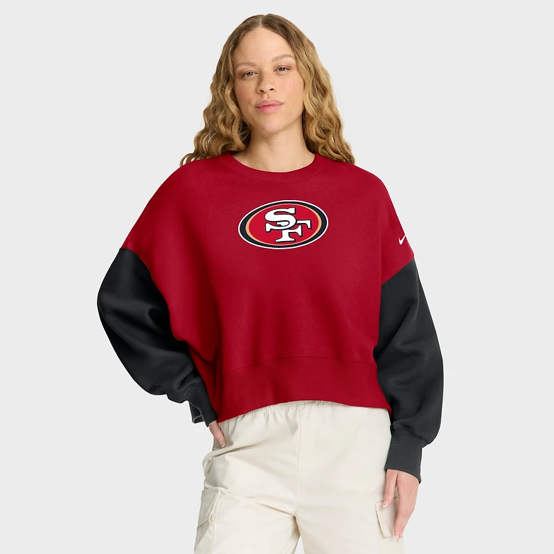 Sweat-shirt oversize à blocs de couleurs Nike Scarlet San Francisco 49ers pour femme