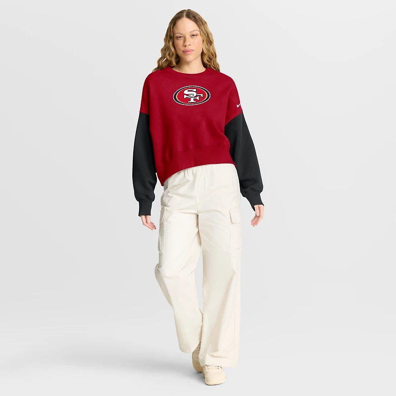 Sweat-shirt oversize à blocs de couleurs Nike Scarlet San Francisco 49ers pour femme