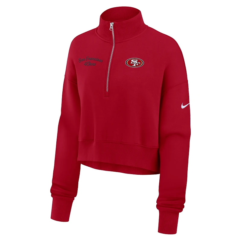 Sweat-shirt demi-zippé Nike Scarlet San Francisco 49ers Phoenix pour femme