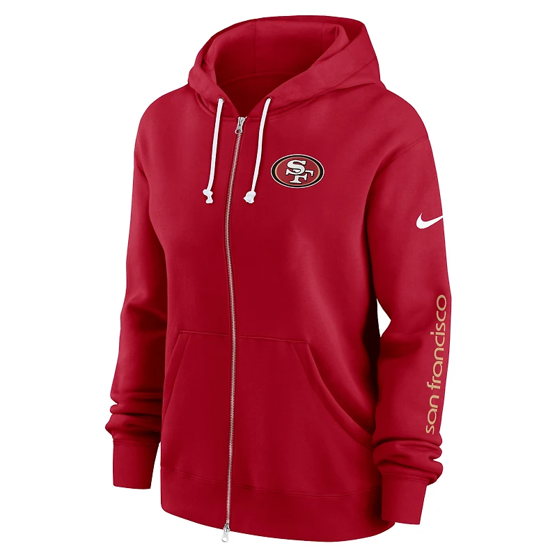 Sweat à capuche entièrement zippé Nike Scarlet San Francisco 49ers Phoenix pour femme, grande taille