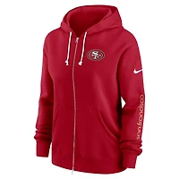 Sweat à capuche entièrement zippé Nike Scarlet San Francisco 49ers Phoenix pour femme, grande taille