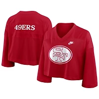 Women's Nike Scarlet San Francisco 49ers Rewind Cropped Mesh Dri-FIT Fashion Jersey