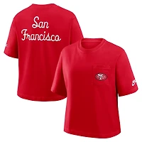 Women's Nike Scarlet San Francisco 49ers Rewind Pocket Boxy T-Shirt