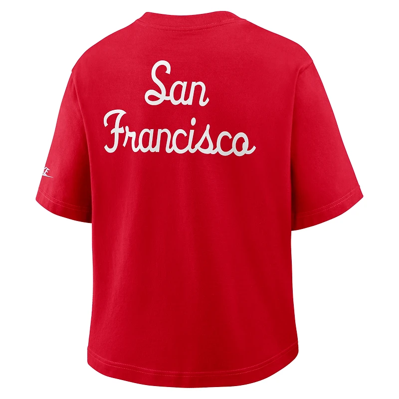 T-shirt Nike Scarlet Rewind Pocket Boxy pour femme des San Francisco 49ers