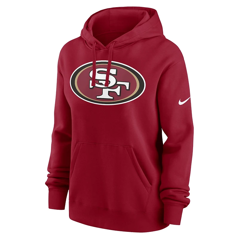 Women's Nike Scarlet San Francisco 49ers Team Logo Club Fleece Pullover Hoodie