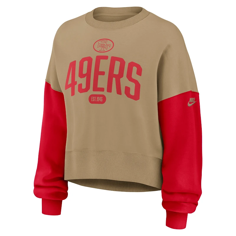 Women's Nike Tan San Francisco 49ers Oversized Rewind Pullover Sweatshirt