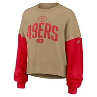 Women's Nike Tan San Francisco 49ers Oversized Rewind Pullover Sweatshirt
