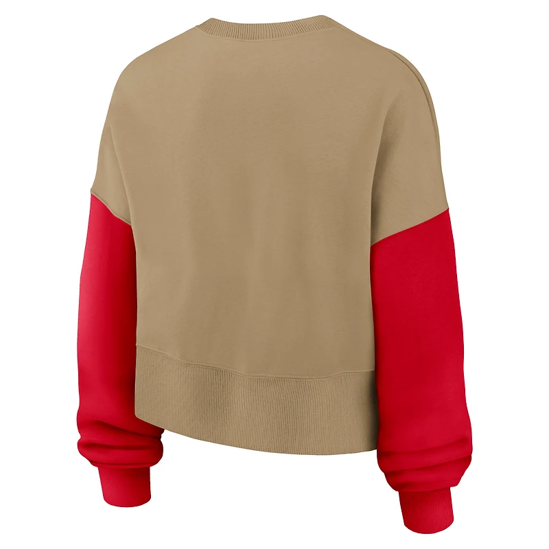 Women's Nike Tan San Francisco 49ers Oversized Rewind Pullover Sweatshirt