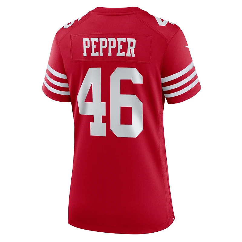 Maillot Nike Taybor Pepper Scarlet pour femme des San Francisco 49ers