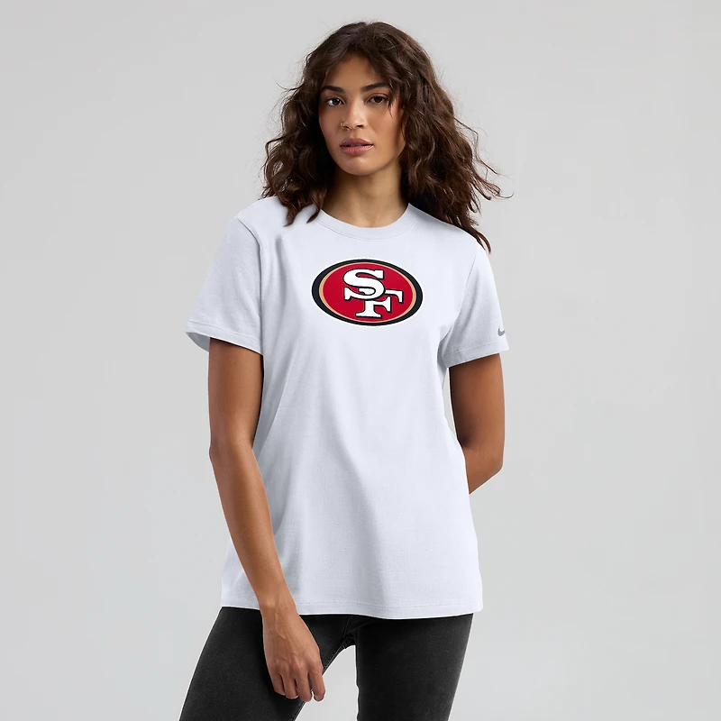 T-shirt Nike blanc avec logo principal des San Francisco 49ers pour femme
