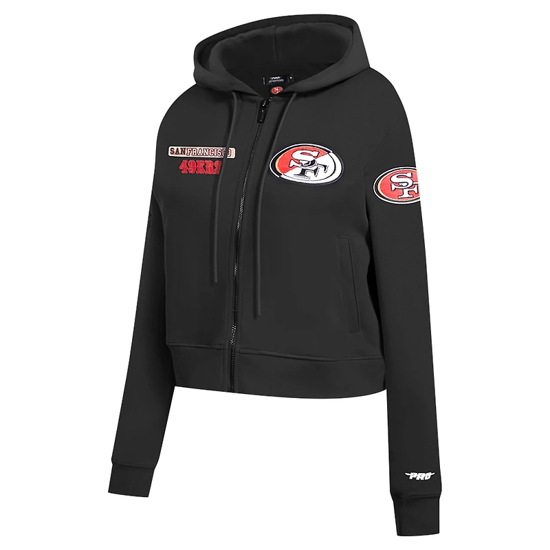 Women's Pro Standard Black San Francisco 49ers Split Logo Full-Zip Hoodie