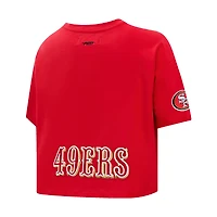 Women's Pro Standard Christian McCaffrey Scarlet San Francisco 49ers Player Name & Number Cropped Boxy T-Shirt