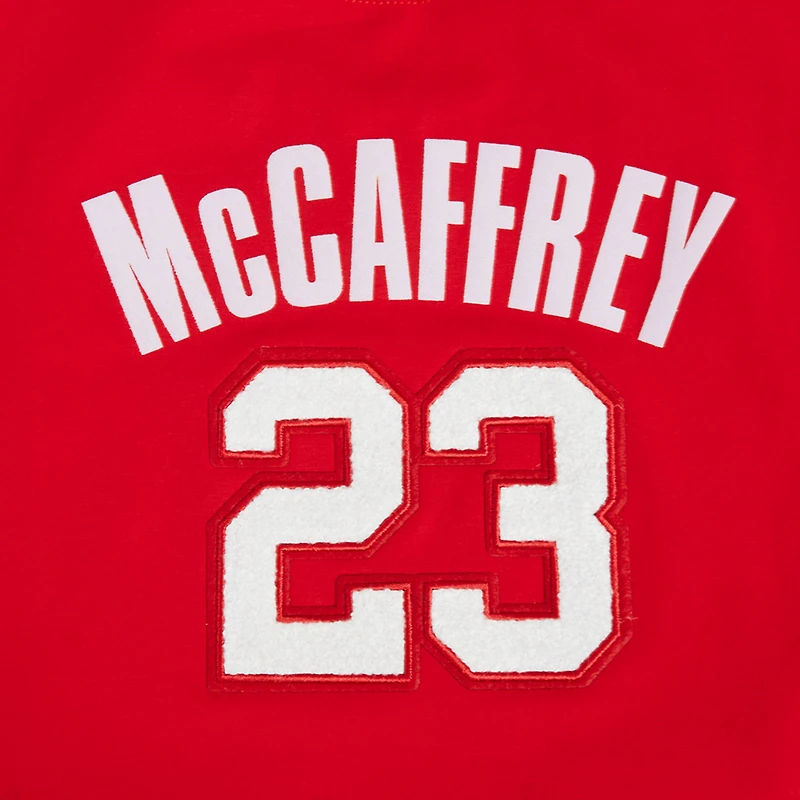 Women's Pro Standard Christian McCaffrey Scarlet San Francisco 49ers Player Name & Number Cropped Boxy T-Shirt