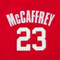 Women's Pro Standard Christian McCaffrey Scarlet San Francisco 49ers Player Name & Number Cropped Boxy T-Shirt