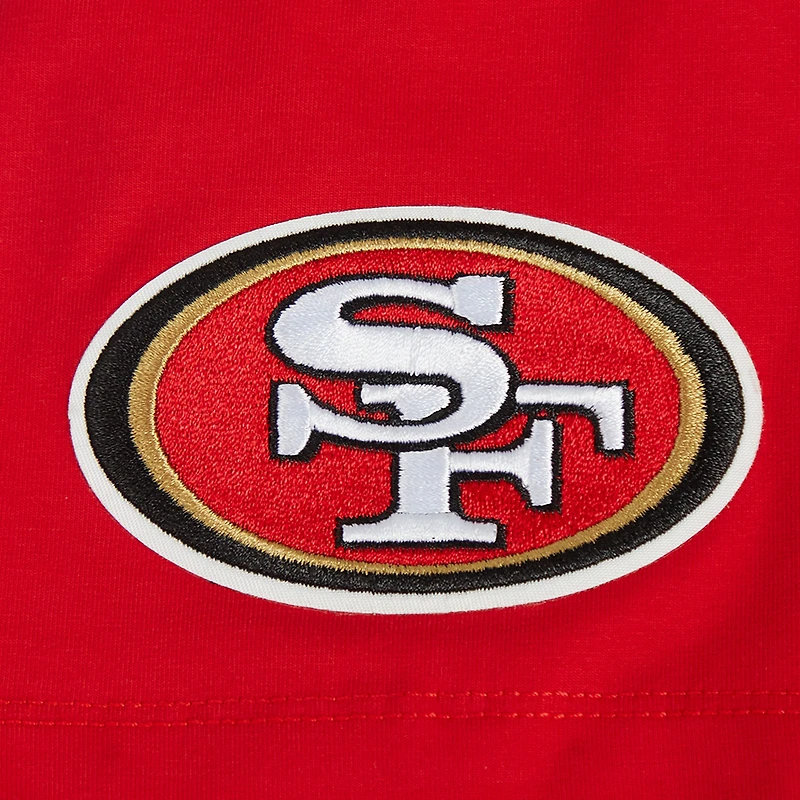 Women's Pro Standard Christian McCaffrey Scarlet San Francisco 49ers Player Name & Number Cropped Boxy T-Shirt