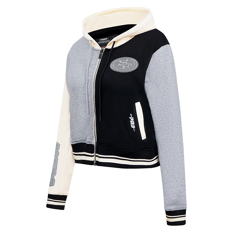 Sweat à capuche zippé en French Terry Reverse Colorblock gris Pro Standard pour femme des 49ers de San Francisco