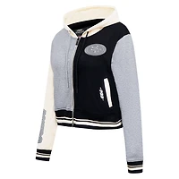 Sweat à capuche zippé en French Terry Reverse Colorblock gris Pro Standard pour femme des 49ers de San Francisco