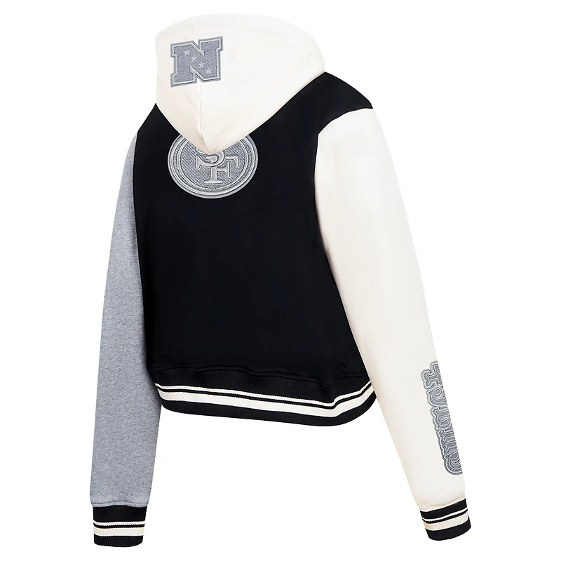 Sweat à capuche zippé en French Terry Reverse Colorblock gris Pro Standard pour femme des 49ers de San Francisco