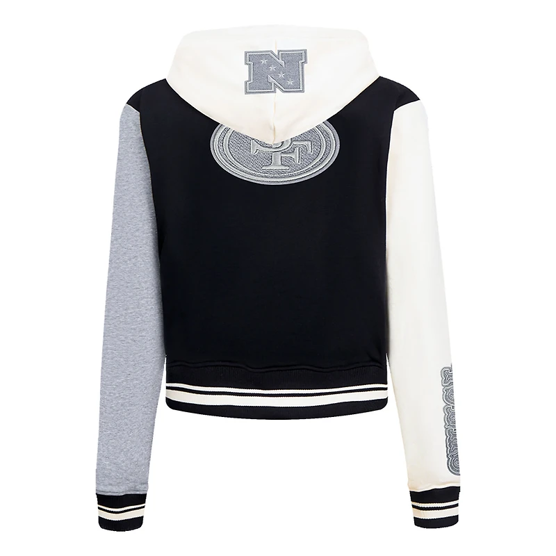 Sweat à capuche zippé en French Terry Reverse Colorblock gris Pro Standard pour femme des 49ers de San Francisco