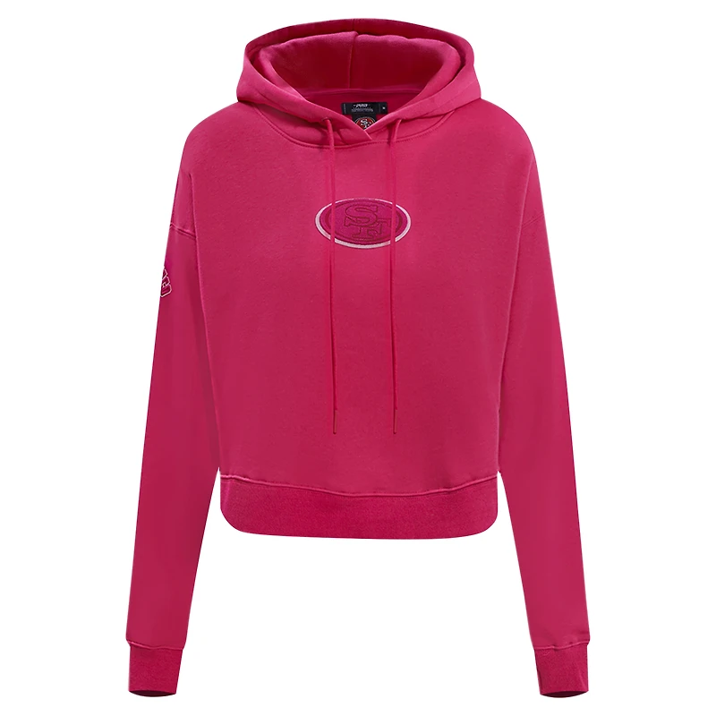 Women's Pro Standard Pink San Francisco 49ers Triple Cropped Fleece Pullover Hoodie