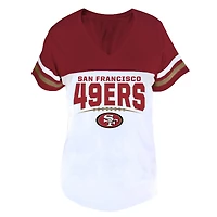Profil femme écarlate/blanc San Francisco 49ers T-shirt grande taille à col en V fendu